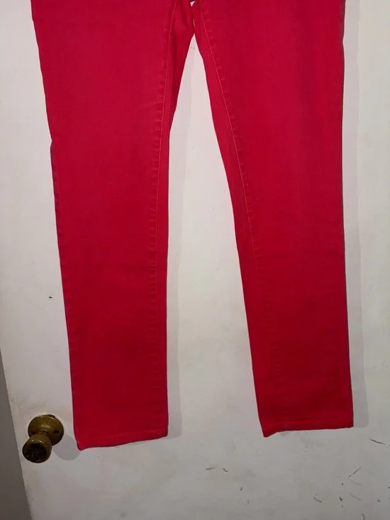 Versona Bright Red Straight Leg Women's Jeans - Picture 3 of 5